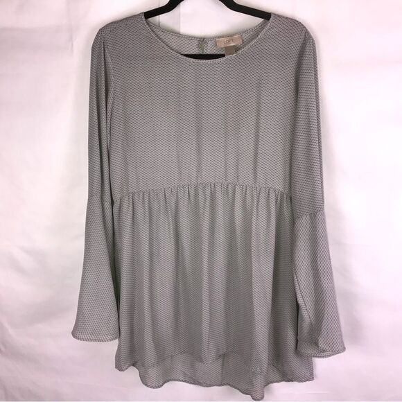 Loft Scoop Neck Bell Sleeve Chiffon Top - Picture 1 of 5
